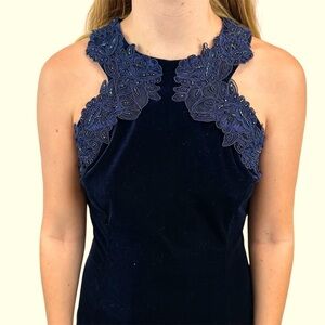 Vintage Jessica McClintock Velvet Gown Blue S